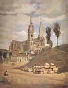 Jean Baptiste Camille  Corot La cathedrale de Chartres (mk11) oil painting on canvas